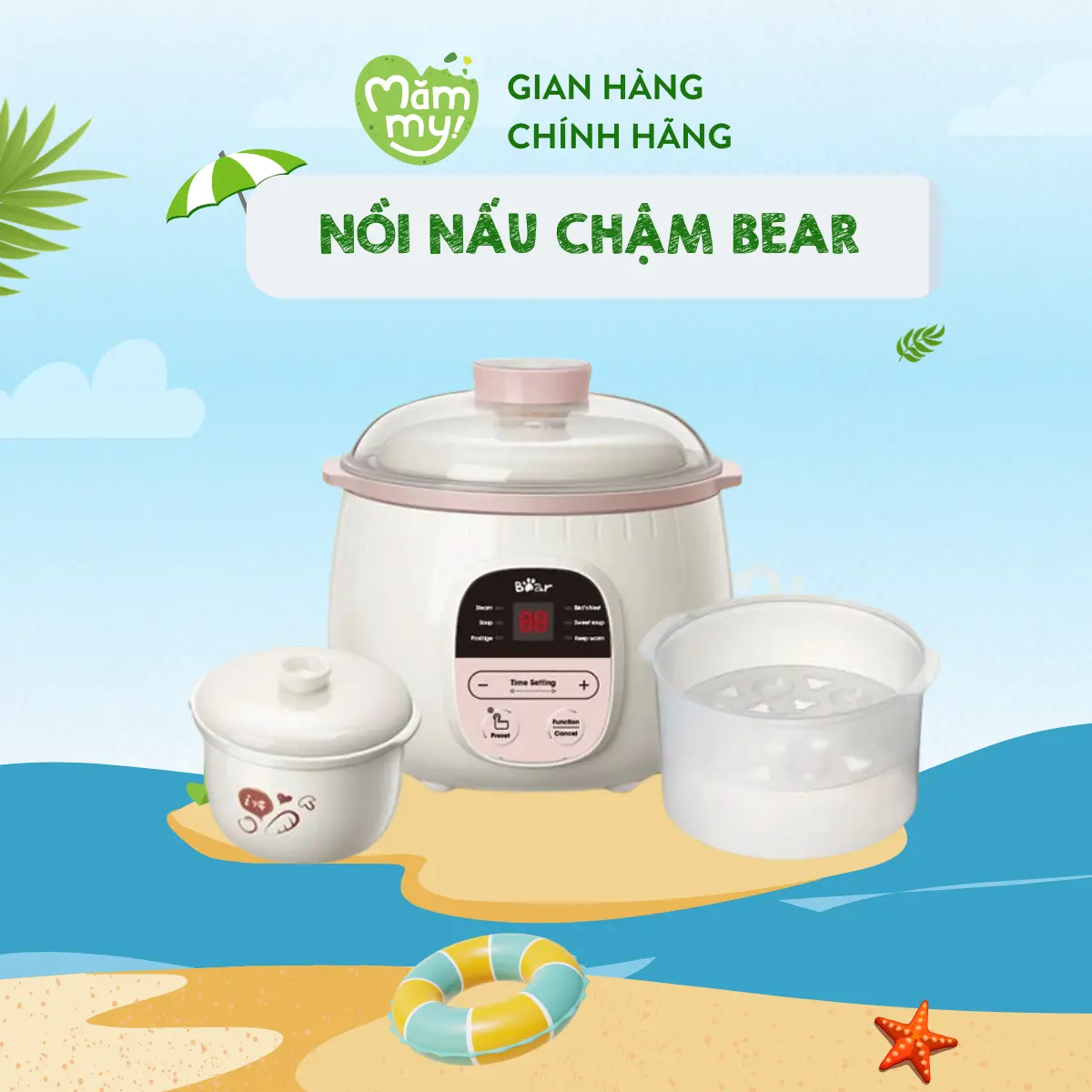 [QUÀ TẶNG] Nồi Nấu Cháo Cho Bé Bear 0,8L Nấu Chậm