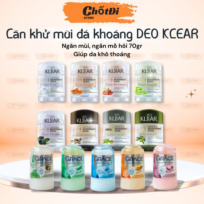 Lăn Khử Mùi Hôi, Lăn Nách Đá Khoáng DEO Klear Pure Classic Hương Dịu Nhẹ Hàng Thái Lan 70gr - Chốt Đi Store