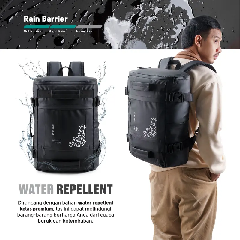 EVERNEXT Tas Ransel Pria Multifungsi Anti Air Backpack Laptop Versatile 3in1 Pria Tas Travelling Pria Tas Koper Pria Terbaru 7