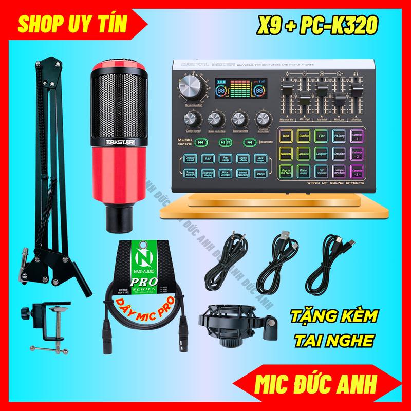 Bộ Sound Card X9 2025 Kết Hợp Mic PC-K320 Chuyên Thu Âm, Hát Livestream Độ Bền Cao, Phụ Kiện Hỗ Trợ Âm Thanh Hay