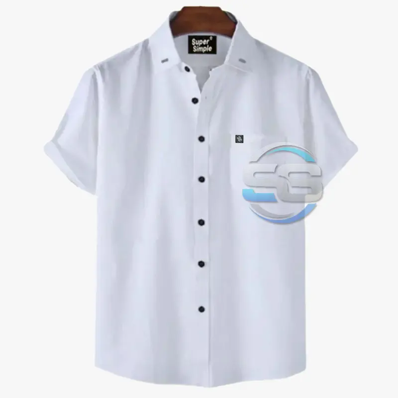Kemeja Pria Lengan Pendek Distro Abu Tua Polos  Katun Formal Casual Slimfit Style Kerja Simple Keren Kekinian Super Simple 3
