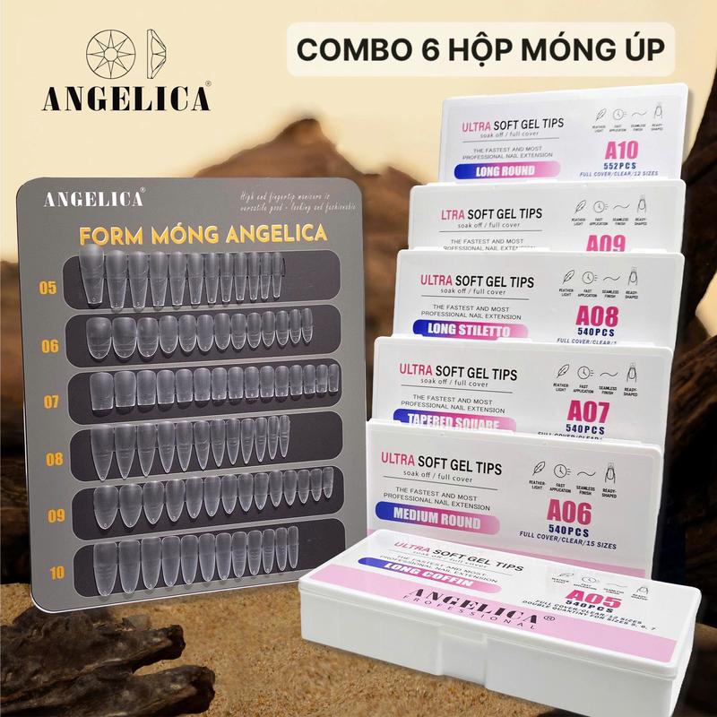  Móng úp Chính Hãng ANGELICA Bản Nhám Trong Đủ Form Dễ Dùng Nail Nails Úp Nữ Women Gel Sơn xinh 