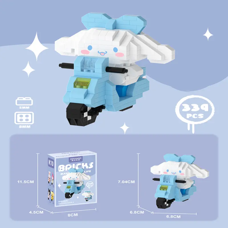 JIQILE Mainan Bricks kuromi DIY Nano Block Lucu DIY 3D Puzzle Kartun Mainan Anak Perempuan 6