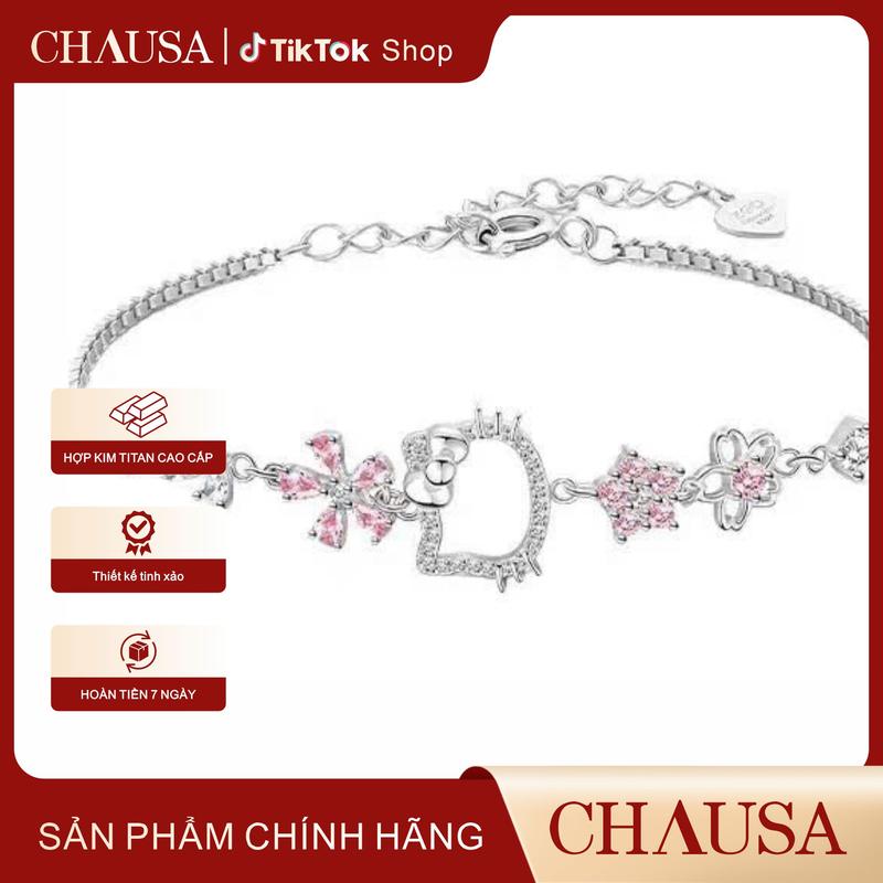 CHΛUSA Vòng tay hellokity dễ thương thiết kế độc đáo chất liệu titan cao cấp không hoen rỉ phong cách đáng yêu dành cho nữ