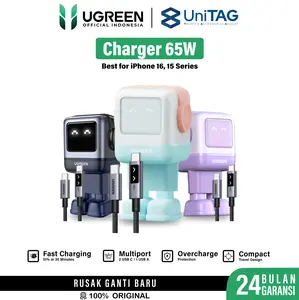 Kepala Charger Macbook Laptop for iPhone Samsung iPad UGREEN Robot Uno 65W Adaptor Type C Fast Charging