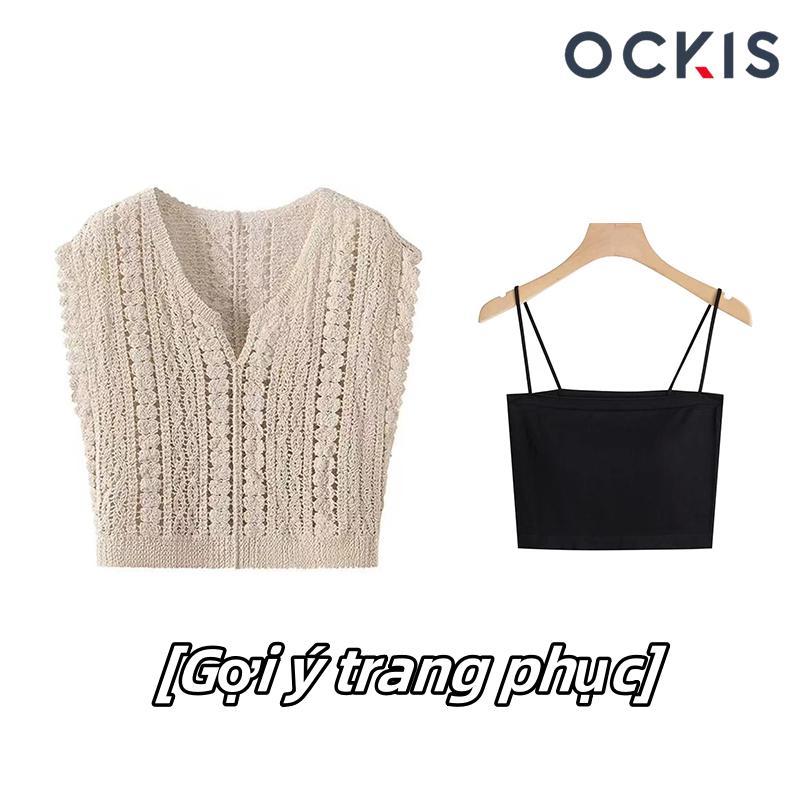 Áo Khoác Dệt Kim Quyến Rũ, OCKIS, Với Chi Tiết Khoen, Áo Len Cổ Chữ V Phong Cách Hàn Quốc, Dành Cho Nữ, [Thanh Toán Khi Nhận Hàng] 7