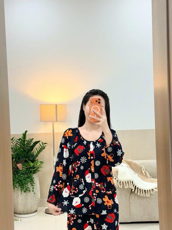 VNXK Đồ Bộ Lanh Nữ F21 Bộ Tole Quần Dài Tay Dài Phối Viền 2 Túi Form Rộng VNXK 45-70kg Chất Tole 2 Da Mịn Mát Cao Cấp Đồ Ngủ Cho Nữ