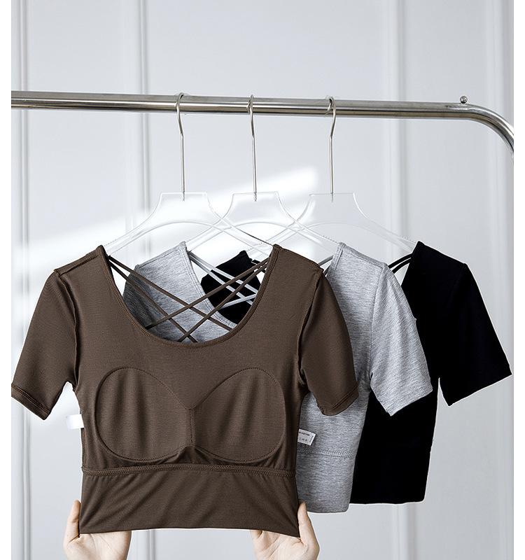 Product Introduction of Selene Bra Padded Top Crew Neck T-shirt Top 5