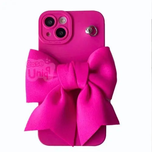 CASEUNIQQ Case Lanyard Set 2 Tali Fuschia Pink Ribbon Casing HP Softcase Compatible with iPhone ada series 16 PRO PROMAX PLUS 5