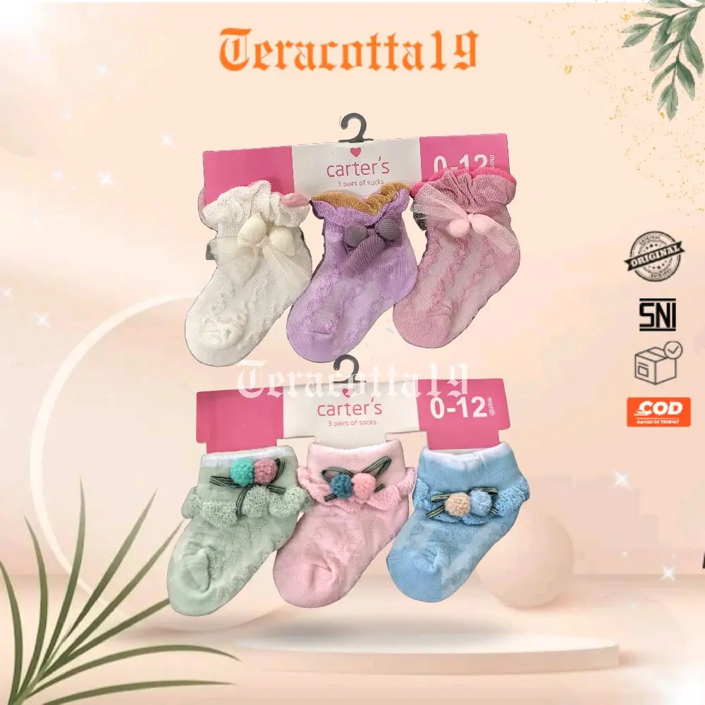 TERACOTTA19 - [3 pasang] Kaus kaki anak bayi CARTER'S PITA SNI 0-12 M