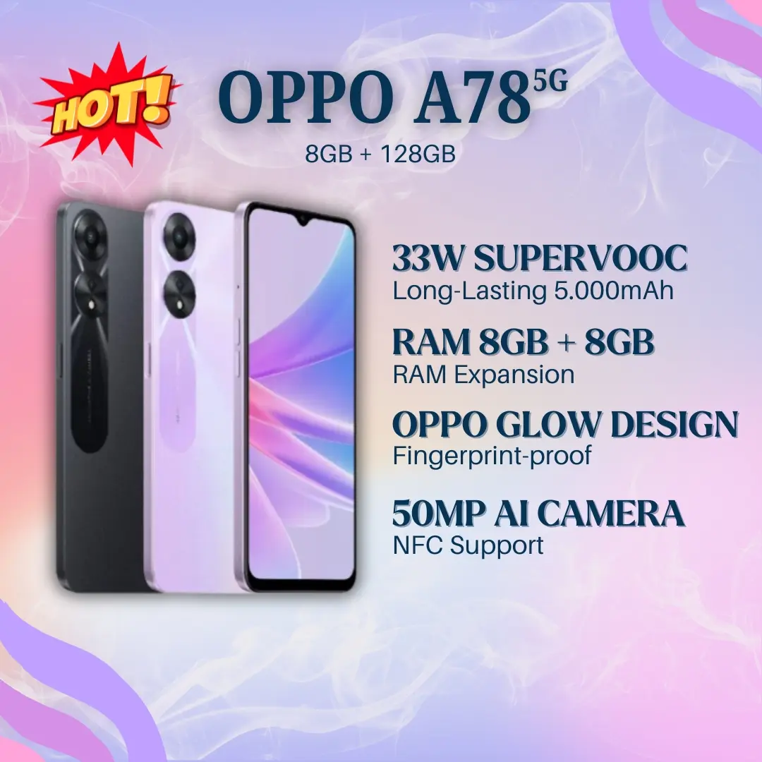COD OPPO A78 5G 8+128GB 7.99mm Ultra Slim, 5G 8+128 New Launching 2024