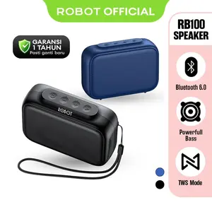 ROBOT Speaker Bluetooth RB100 Portable Wireless Super Bass Mini Stereo Original - Garansi Resmi 1 Tahun [ BISA COD ] speaker  bluetooth