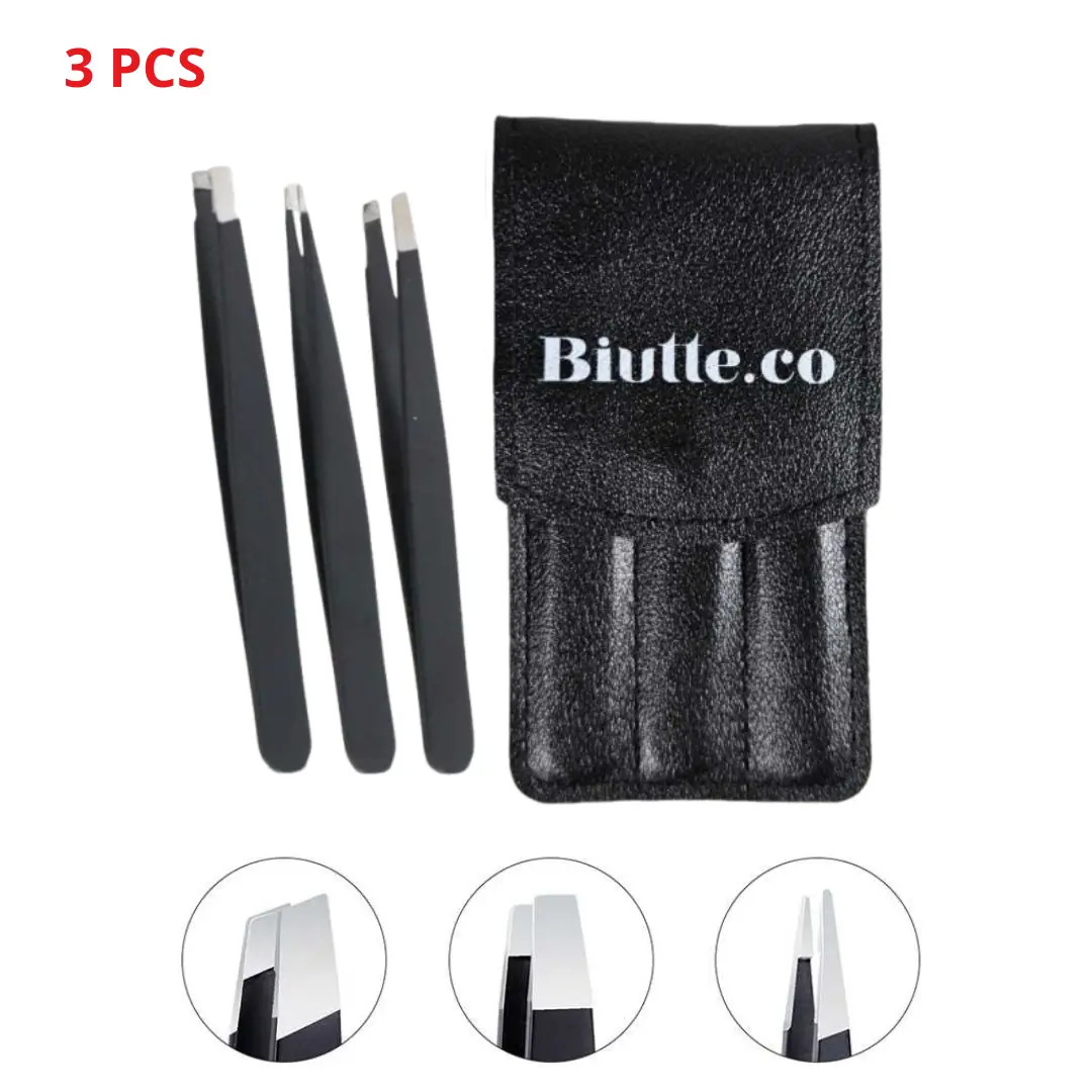 3 PCS Pinset Pencabut Alis Bulu Rambut Uban Penjepit Jenggot Eyebrow Tweezer Stainless Steel