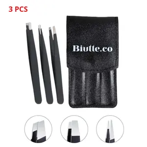 3 PCS Pinset Pencabut Alis Bulu Rambut Uban Penjepit Jenggot Eyebrow Tweezer Stainless Steel