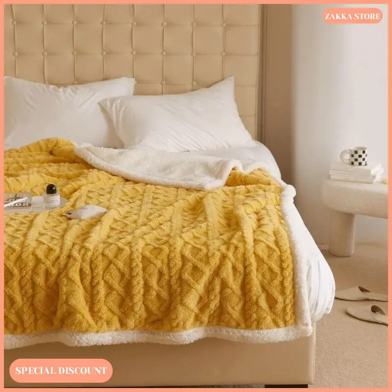 Zakka Store COD Selimut Hangat Musim Dingin / Selimut Sofa / Tempat Tidur Bulu Poliester Polos 7