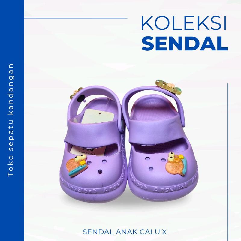 Sendal Anak-anak Karet Plastik Jelly Calu'x Original, Sandal Harian Ringan - Jeans, Fashion Motif 2