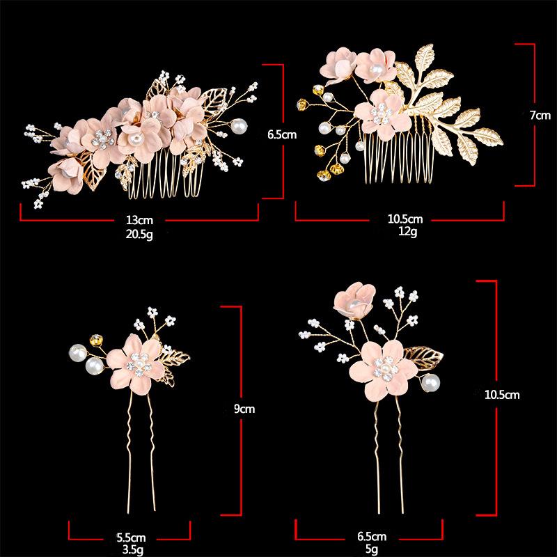 Product Introduction of Lược Chải Tóc Cô Dâu, Phụ Kiện Đội Đầu Hoa Lá, Kẹp Tóc, Trang Sức Ngọc Trai Kim Cương Giả, Phụ Kiện Tóc Đám Cưới Cho Bé Gái 33
