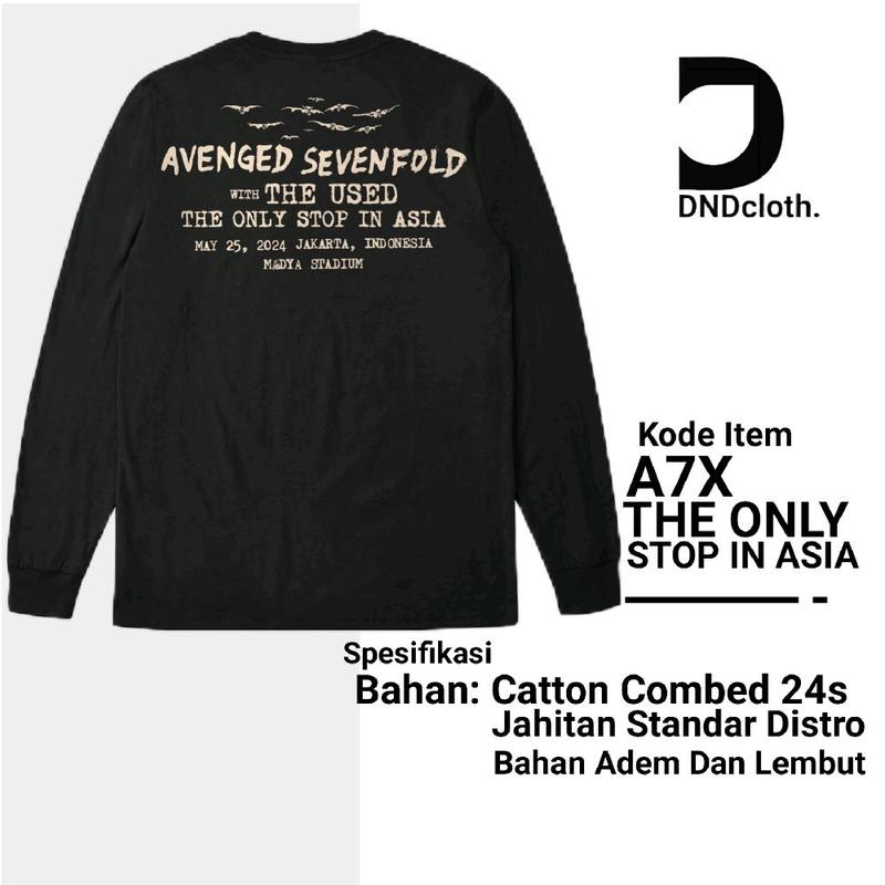 Kaos Avenged Sevenfold The Only Stop In Asia Konser Distro Combed Pria Wanita Lembut Nyaman 3