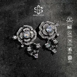 Anting Bunga Silver Elegan Korean Style Aksesoris Wanita Trendy Kekinian Set Kalung & Anting Viral BAA0015