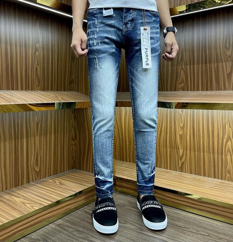 quần Jeans nam xanh pơ pồ xanh trơn sước nhẹ bản 4 cúc đồng tang lụa 1