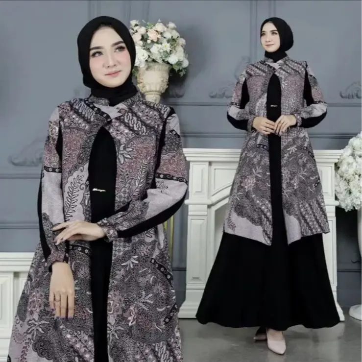 Gamis Dress Kondangan Pesta Mewah Elegan Busui / baju kondangan batik gamis terbaru/ gamis wanita batik dress Panjang Muslim Nyaman Atasan 2