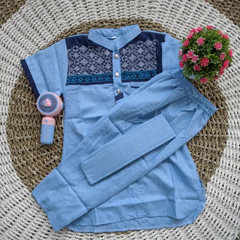 kurta muslim madina bordir lengan pendek\\baju koko yang cocok buat anak yang aktif bahan lembut dan Nyaman 2