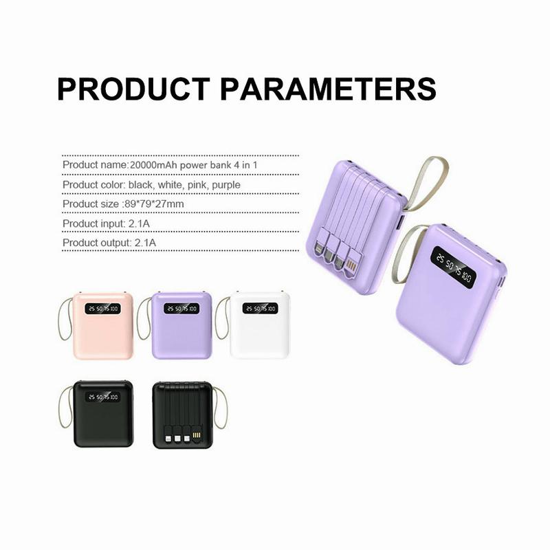【COD】Hot Sale 20000mAh Mini Power Bank with 4 USB Ports Fast Charging and LED Display, Portable for iOS/Android Phone Charging - Power Bank Charger Pink (Free Shipping) 9