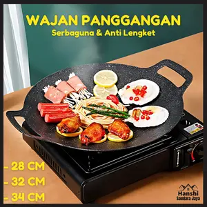Wajan Panggangan BBQ Grill Pan Korean Wajan Bulat Anti Lengket Serbaguna Alat Baja Teflon Kitchenware