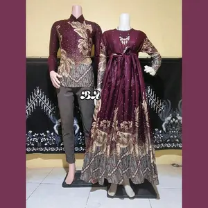 Gamis couple suami istri batik Katun M L XL XXL JUMBO Pasangan
