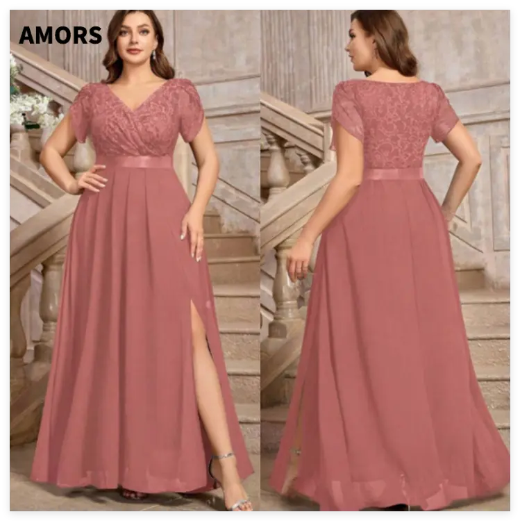 AMORS Plus Size Dusty Pink Lace Chiffon Maxi Dress Women V Neck Short Sleeve Bridesmaid Wedding Guest Dress - TikTok Shop Philippines AMORS Plus Size Dusty Pink Lace Chiffon Maxi Dress Women V Neck Short Sleeve Bridesmaid Wedding Guest Dress - TikTok Shop Philippines