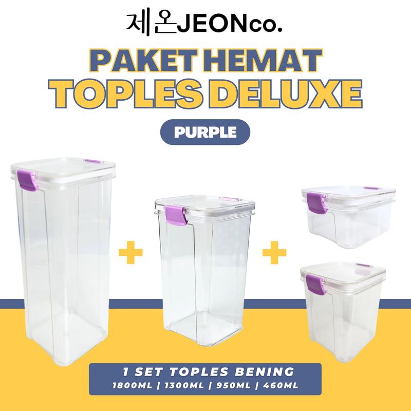 [COD] PAKET COMBO TOPLES Plastik Kotak Bening Kontainer Snack Kedap Udara Food Storage Termurah 4
