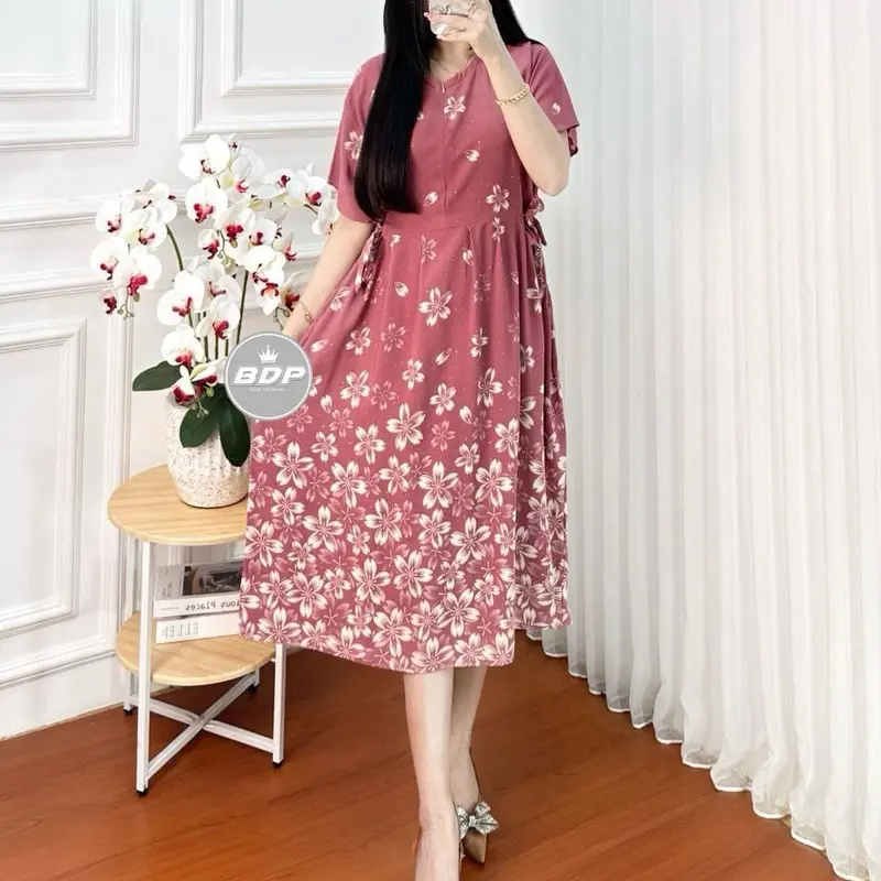 DASTER WANITA KEKINIAN RAYON MOTIF BUNGA RESLETING DEPAN BUSUI FRIENDLY 1