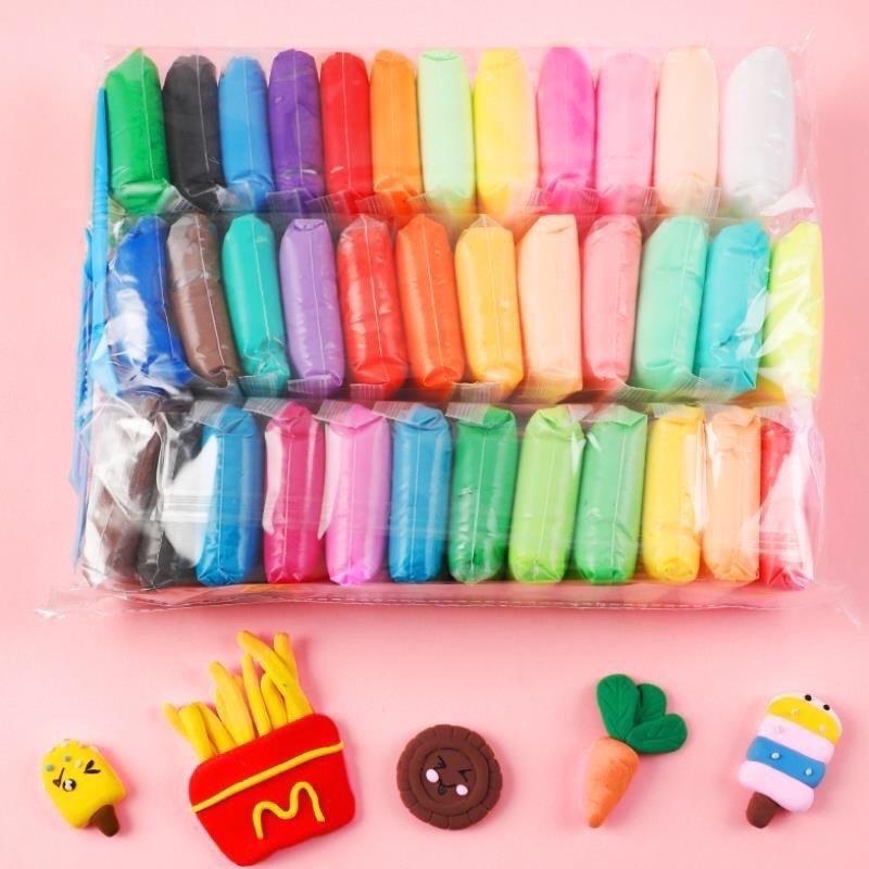 Combo 12 24 36 Đất Nặn Tự Khô Màu An Toàn Nặn Hình Đáng Yêu Siêu Nhẹ An Toàn Cho Bé Không Mùi Sét