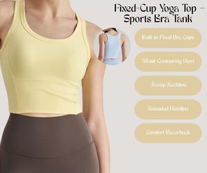 Fixed-Cup Yoga Top – Sports Bra Tank with Built-in Pads and Stylish Open Back [YA50]