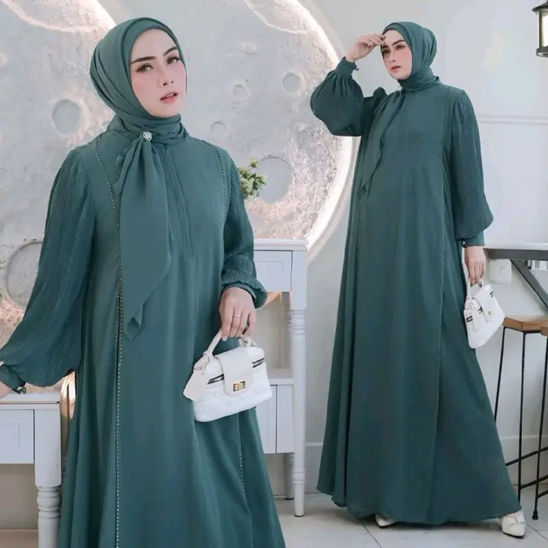 TERBARU SET ABAYA ELDEENA SYAR'I ready bahan cerutty full furing 4