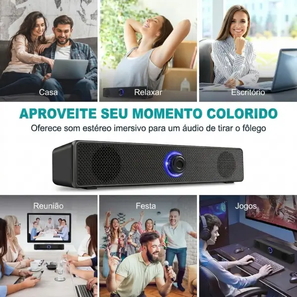 Caixa de Som para Computador USB com Áudio P2