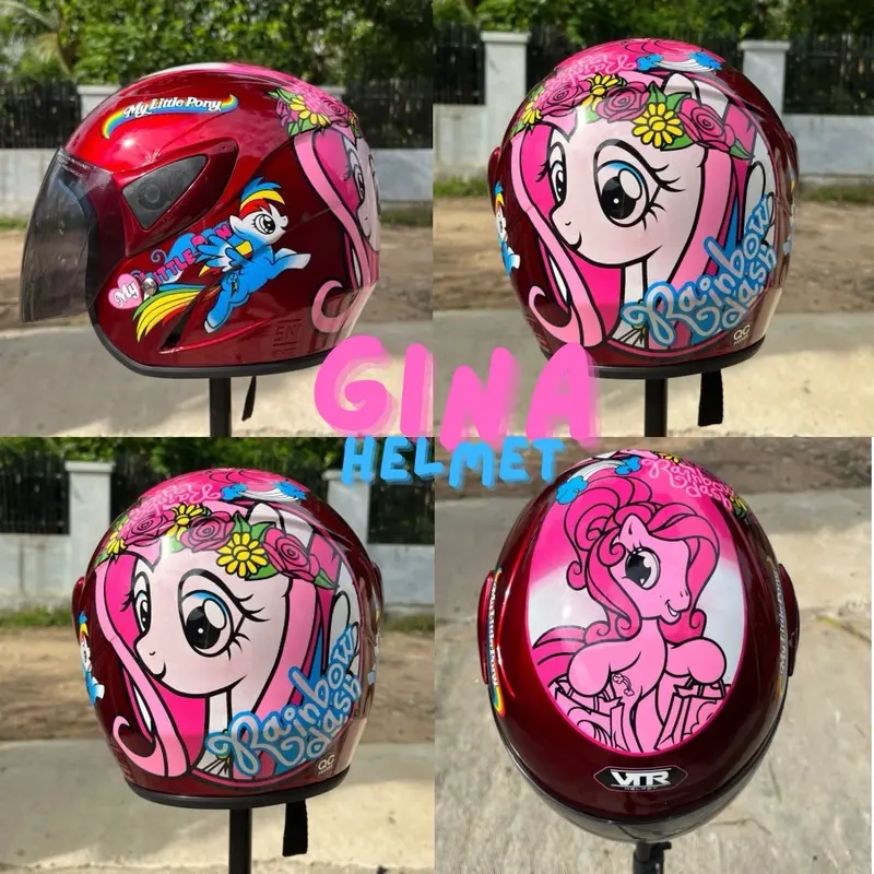 HELM ANAK USIA 3-7 TAHUN MOTIF CEWEK KARAKTER LITTLE PONY KACA SMOKE / HELM ANAK MOTIF CEWEK STANDAR SNI 1