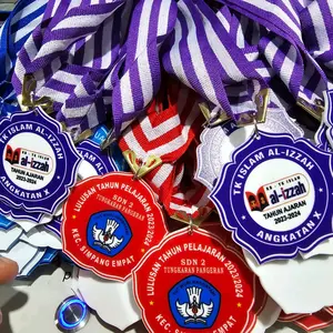 MEDALI PRINT UV Uk. 65 mm || MEDALI AKARILIK PUTIH || MEDALI AKRILIK CUSTOM