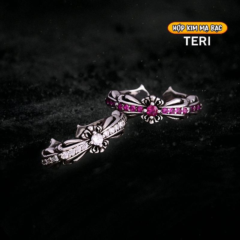  Nhẫn Chrome Heart Mini Double Floral nam nữ mạ bạc s925 freesize điều chỉnh kích cỡ 
