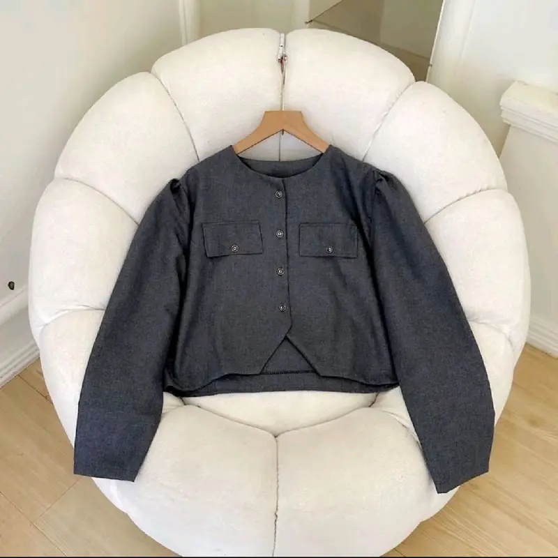 Elena Crop Blazer Wanita Outer Basic Top Vest Rompi Atasan 6