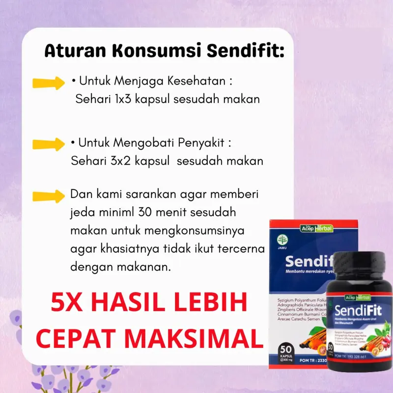 Kapsul Sendifit Herbal Untuk Asam Urat, Nyeri Sendi Lutut, Tulang Syaraf Kejepit, Tulang Belakang, Pinggang, dan Ekor Encok Sudah BPOM & HALAL MUI 3