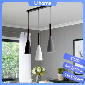 【Siap Stok COD】lampu alat dapur bar nordic lampu hias cafe gantung dapur minimalis chandelier lampu  meja Kamar Downlight Hitam Putih Kayu Besi