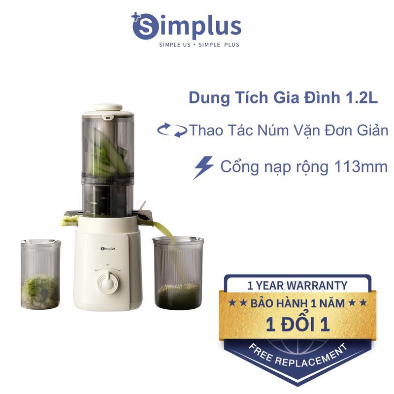 SimplusVN Máy Ép Chậm Cổng Nạp Lớn 11,3cm ZZJH010, Dung Tích 1.2L, Ép Xoắn Ốc, Độ Tinh Khiết Tới 99.8%, Có Thể Tháo Rời Dễ Dàng Bảo Hành 1 Năm Chỉ Đổi Không Sửa