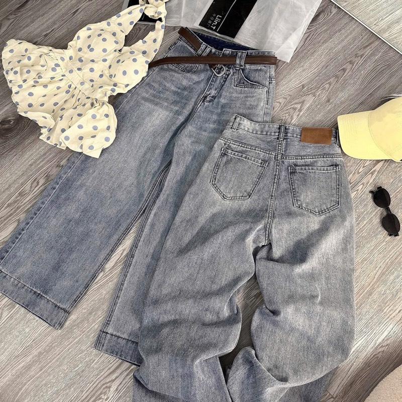 Quần Jean Suông Nữ QC Nấm Lùn,Túi Kiểu Bốn sợi Xăn 95cm (889)