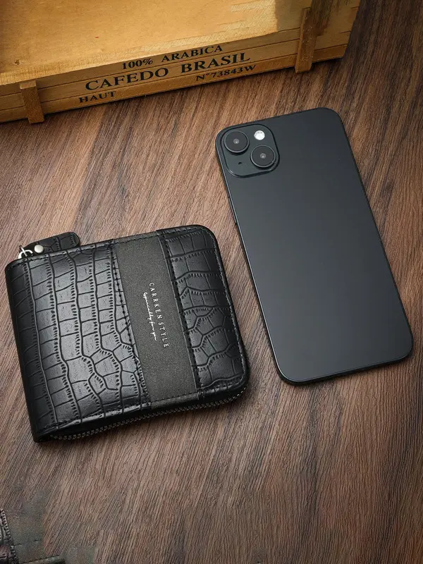 Men's Business Fashion Zipper Short Wallet, Casual Trendy Card Holder, Fashionable Wallet for Daily Use 2