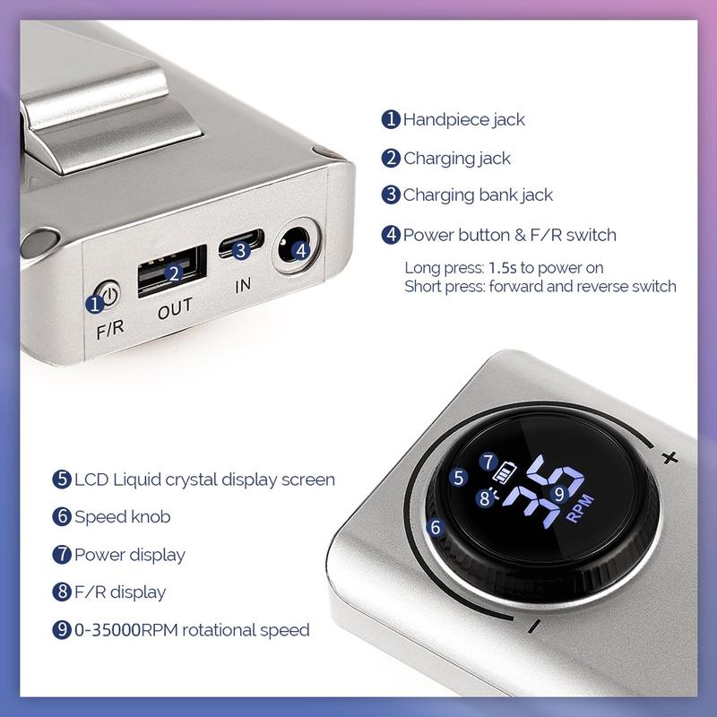 Product Introduction of Nail Grinder Nail Drill Machine Nail Polisher 0~35000rpm 30W Portable High-grade Nail Design Device Nail Care Manicure 20
