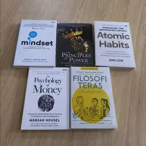 paket  buku motivasi populer mindset the principles of power atomic habits the psychology of money filosofi teras