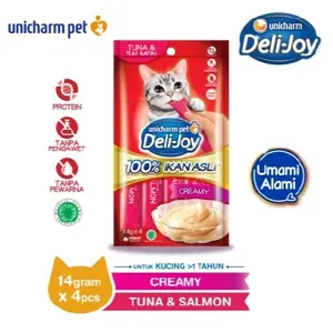 Deli-Joy Snack Kucing Basah 14g - Creamy Rasa Tuna & Salmon