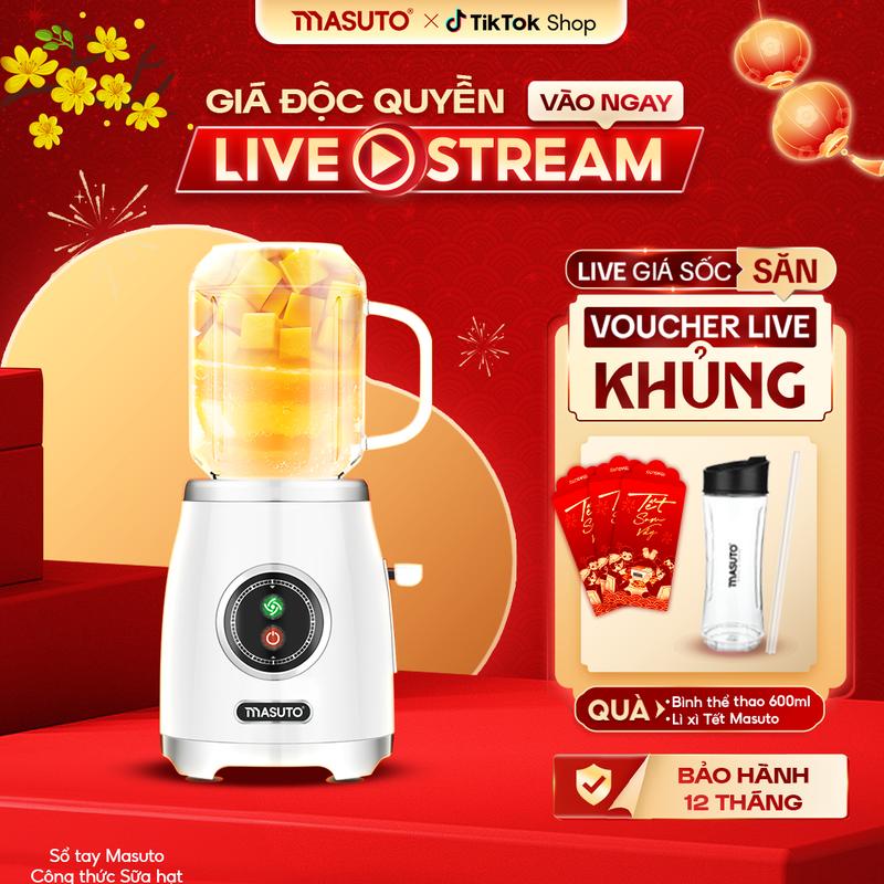 Máy xay sinh tố Masuto chính hãng Giá Tốt Trên Live - BESTSELLER - cối tay cầm 600ml - Xay sinh tố xay smoothie Xay hoa quả - Bảo hành 12 tháng lỗi 1 đổi 1