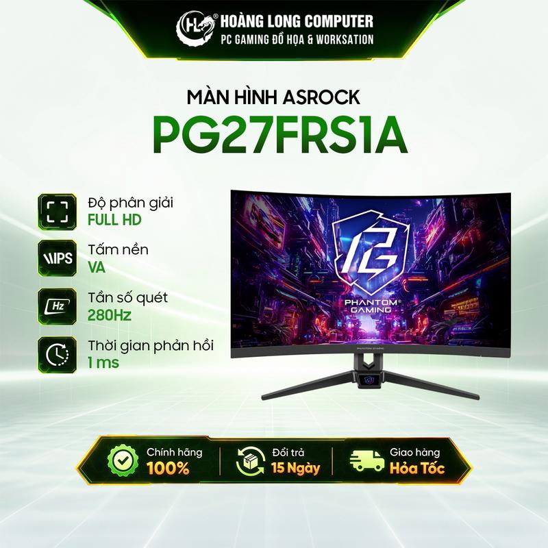 Màn Hình Cong ASRock Phantom Gaming PG27FRS1A 27 Inch 280Hz 10bit Full HD VA 1ms 1500R Có Loa